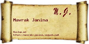 Mavrak Janina névjegykártya